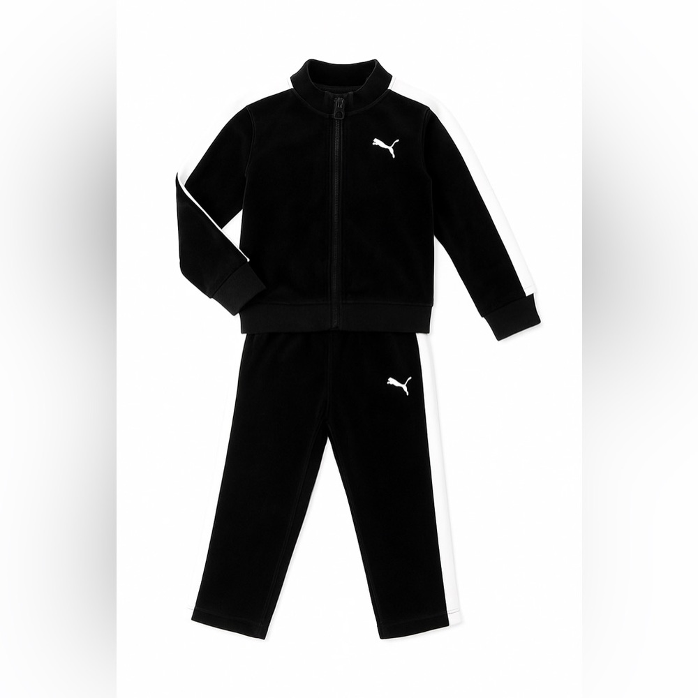 PUMA Velour Tracksuit 2T – Black | Cozy Matching Set | Like New